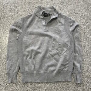 Hugo Boss Sweater Mens L Quarter Snap Mock Neck Virgin Wool Made in Italy